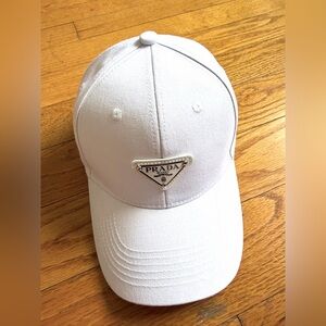 Prada White Triangle Logo Baseball Cap for Men